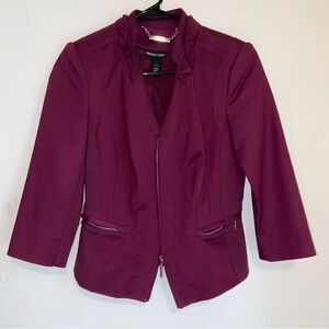 White House Black Market Perfect Form Burgundy Peplum Blazer Jacket 2